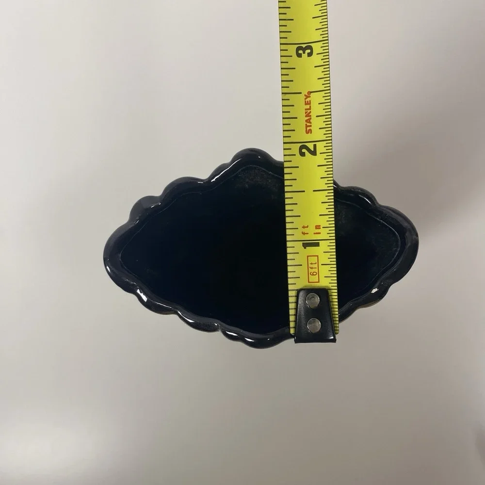 Japanese Style Black Boat Vase And Two Medium with Peacock Floral Scene 3 Pieces